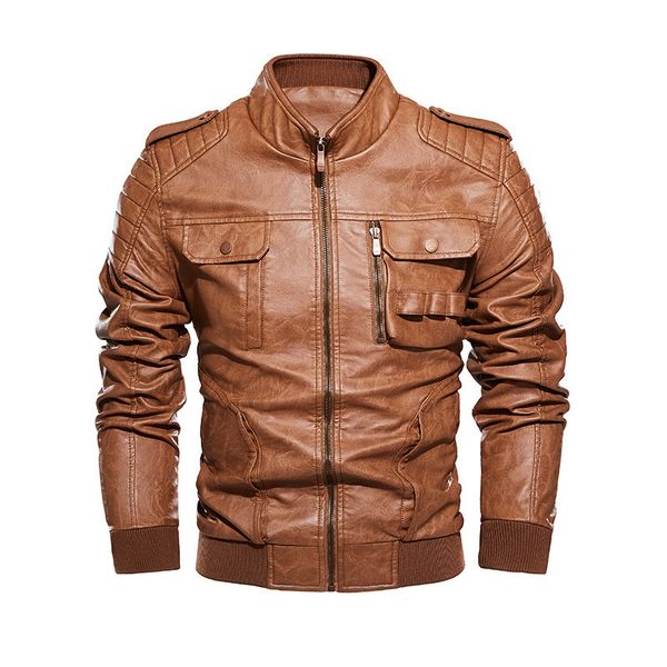 

kimsere fashion mens leather motorcycle jackets and coats fleece lined faux leather pu biker jacket outerwear warm clothing, Black;brown