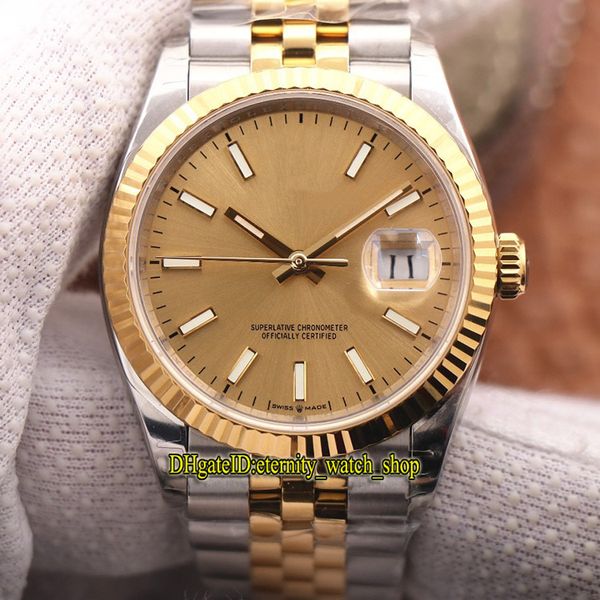

v2 upgrade version ew datejust 36m 126233 116233 cal.3235 automatic 126234 mens watch champagne dial two tone gold silver case sport watches, Slivery;brown