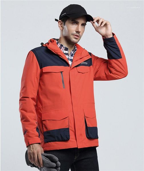 

sleeve hooded fashion couples windbreaker casual patchwork color male outerwears winter mens outdoor jackets thick long, Black;brown