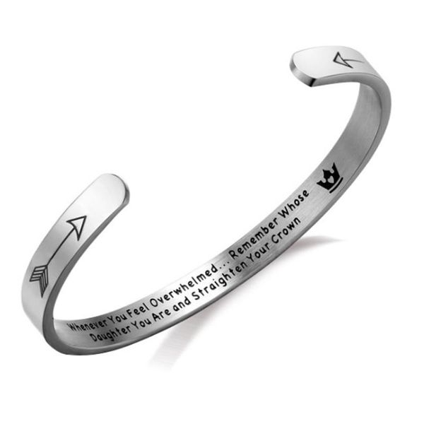 

inspirational bracelets for women letter crown jewelry titanium steel open bracelet j55, Black