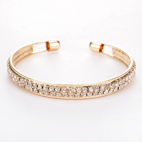 

l-100 elegant crystal cuff gold silver color bangles bridal bracelet lady bracelet bracelets & bangles jewelry pulseras mujer, Black