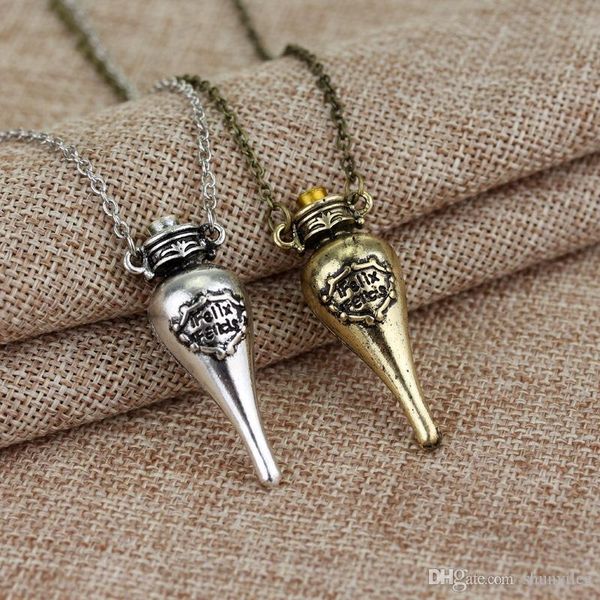 

movie jewelry harry felix felicis magic potion bottle pendant necklace lucky potion necklace wa1694, Silver