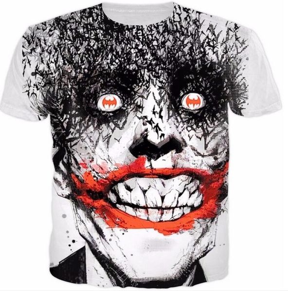 

cloudstyl new promotion summer white designed joker batman men cool man size 5xl 3d print shirts comics plus size graphic men clothing
