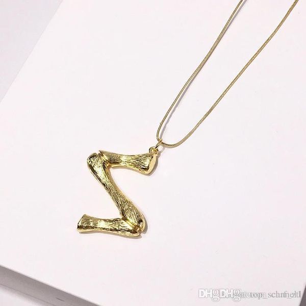 

english alphabet pendant necklace 18k gold bamboo pendant ins jewelry european and american street beat chains men and women necklaces, Silver