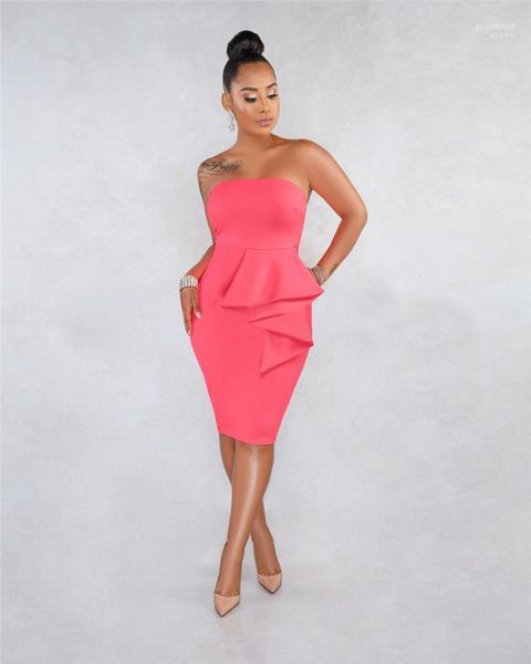 

strapless sleeveless with peplum designer dresses casual ladies holidays clothing summer pure color female dress women, White;black