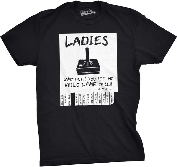 

2019 new summer funny t-shirt mens wait until you see my video game skills funny flirting nerdy t shirt fashion tee shirt