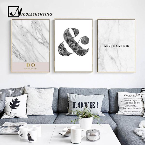 

motivational quote wall art canvas posters and prints marble abstract painting decorative pictures bedroom decoration home decor
