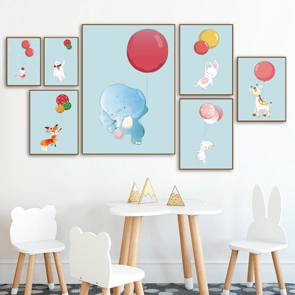 

воздушный шар fox олени слон белый медведь мышь стены искусства холст картина скандинавские постеры и распечатывает настенные картины детски