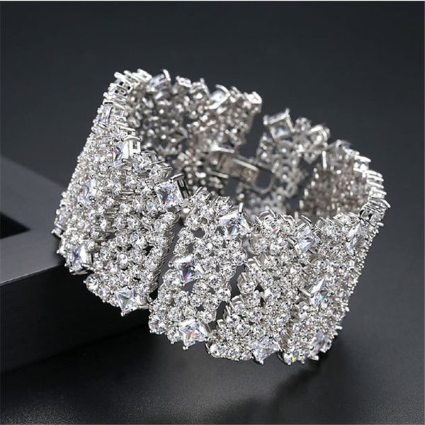

luxury bracelets bangles widely cubin zircon crystal fashion elegant shinning women's/girl's bracelets&bangles gift jewelry, Black