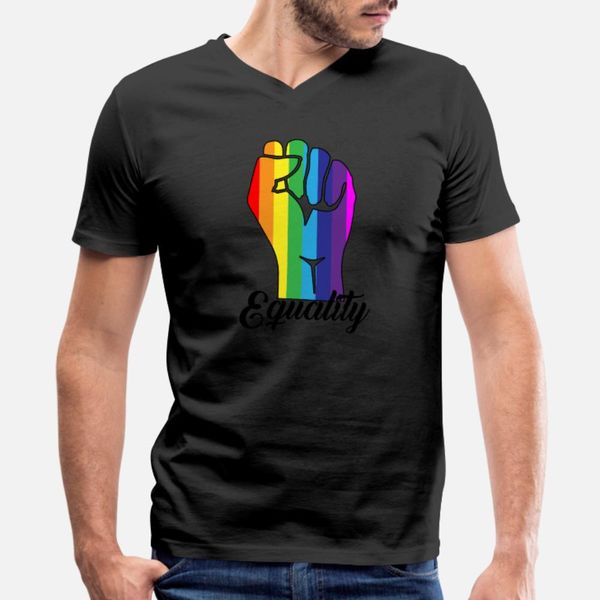 

equality rainbow fist lgbt gay lesbian pride lgbtq black t shirt men cute 100% cotton size s-3xl standard cute breathable shirt