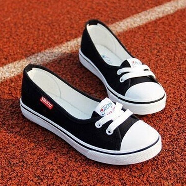

women's canvas sneakers ladies white lace up women casual comfortable flat shoes vulcanized woman summer flat shoe, Black