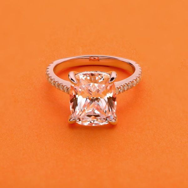 

engagement rings carat bridal women wedding cushion setting for ring halo ainoushi cut sterling silver 6 luxury high band y200106 xekdm, Slivery;golden