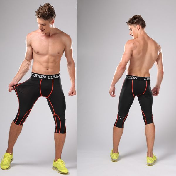 

basketball legging tights men's running 3/4 compression pants 2020 kids gym fitness yoga tights running training soccer trousers, Black;blue