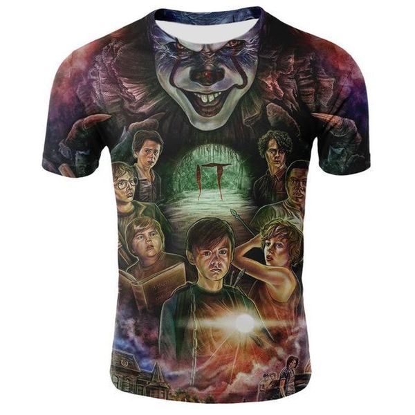 

horror movie it penny wise clown joker cool man 3d print shirts aesthetic oversized kawaii men clothing