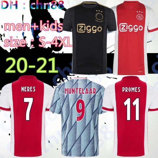 

size:s-4xl 3xl 2020 2021 ajax red white soccer jerseys 20 21 ajax away soccer shirt 2019 #10 tadic #34 nouri #25 dolberg football uniform, Black;yellow