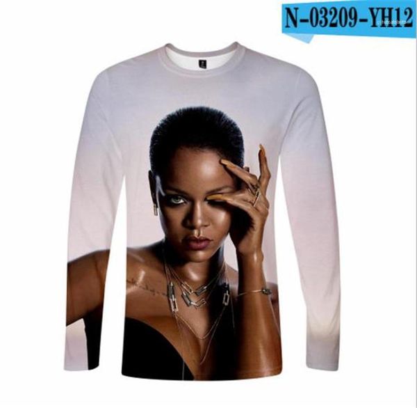 

digital printed mens long sleeve casual mens tees rihanna mens designer tshirt breathable 3d, White;black