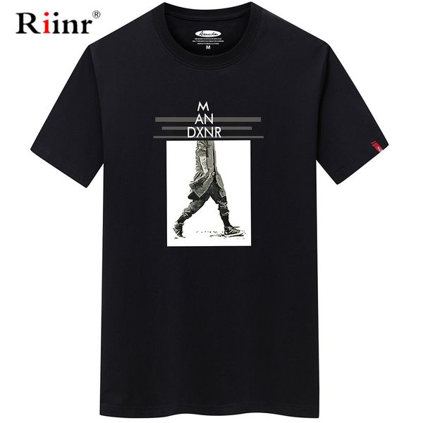 

riinr men's t-shirt new summer casual o-collar tshirt men walk print funny t-shirt men fashion brand cotton tee men