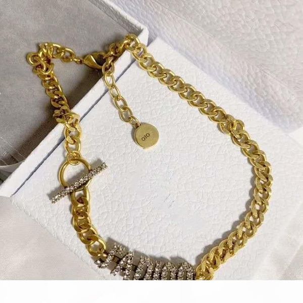 

new chain classic letters diamond personalized necklace jewelry jewelry plating thick gold anti-fading fashion woman necklace, Silver