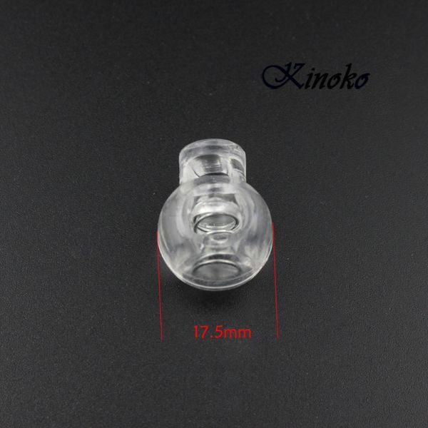 200 pcs / pack 22mm Transparente Bola de Plástico Fechads Round Toggle Clip Stopper amplamente utilizado para mochila / vestuário / paracord