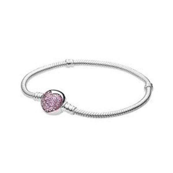 

2019 new 100% 925 sterling silver rose gold heart bracelet clear cz small size charm bead fit children lovely diy jewelry gift eight, Golden;silver