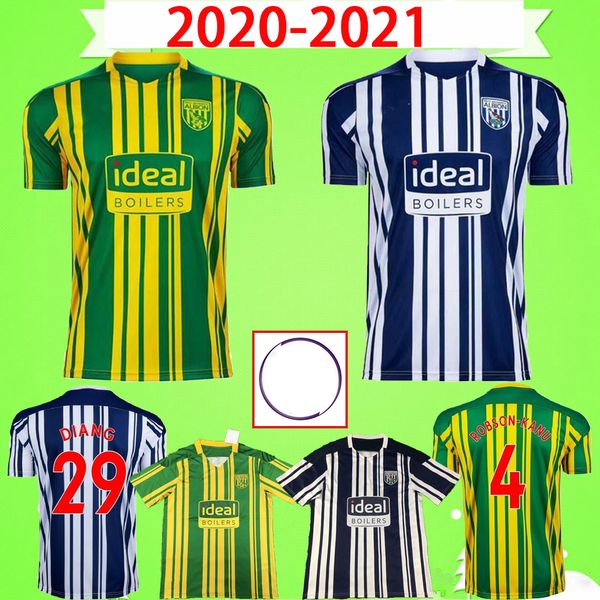 

20 21 west bromwich albion soccer jersey 2020 2021 home away green blue football shirt kit west brom men + kids robson-kanu townsend, Black;yellow