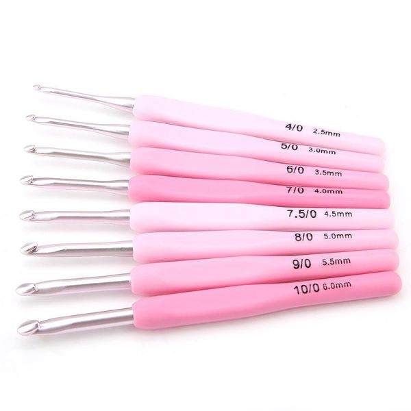 

9pcs/set crochet hook sweater weaving soft handle sewing gradient color tool