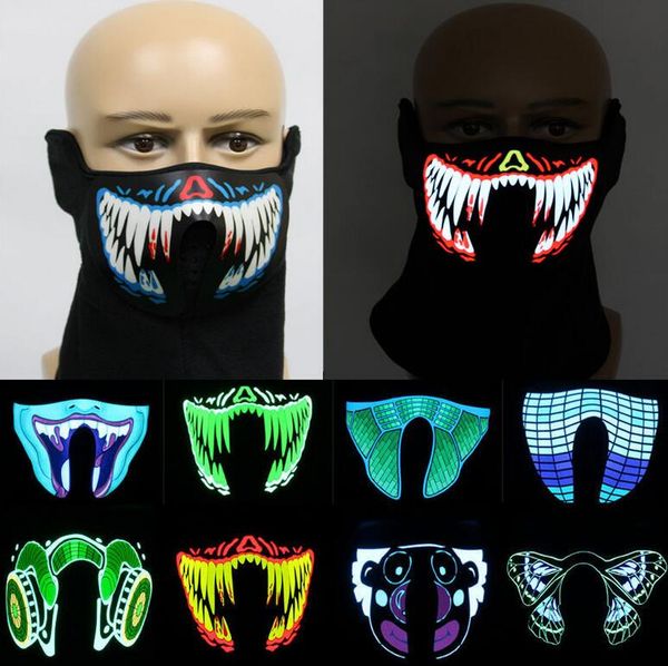 

halloween dj music led party mask sound activated led light up mask for dancing night riding skating masquerade ship