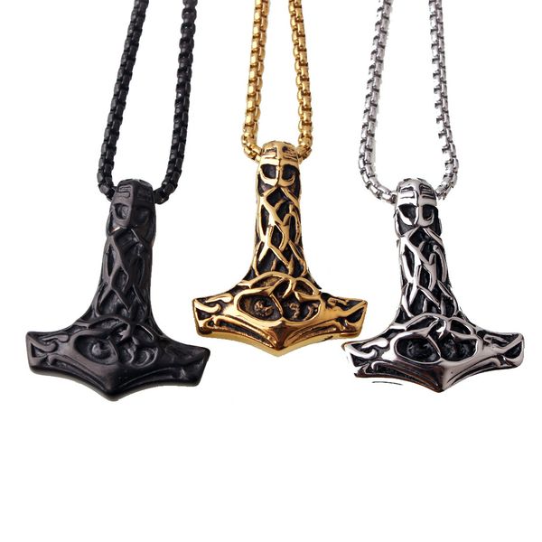 

retro skeleton avenger alliance thunder hammer stainless steel titanium steel pendant, Silver