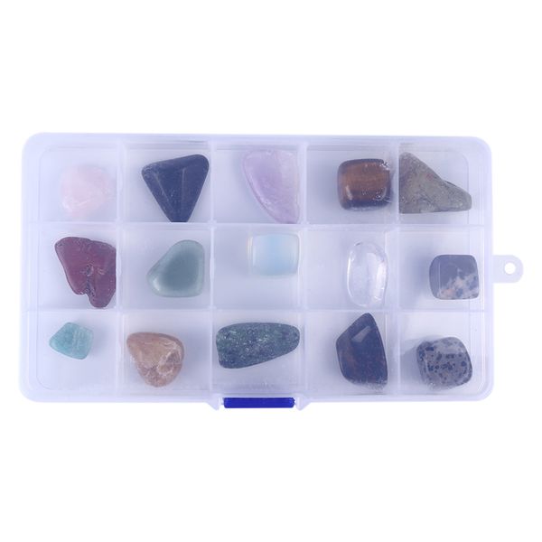 

15 grids chakra cleansing irregular gift tumbled stone set healing with box