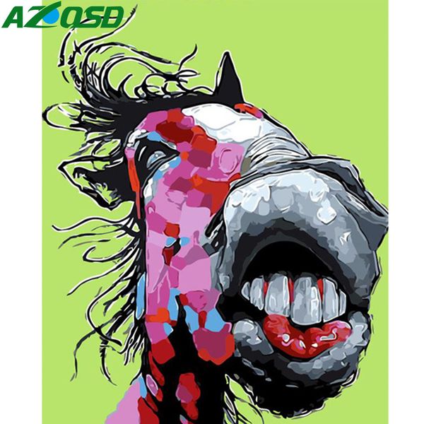 

azqsd diy картины числа акриловые краски donkey декора для домашнего окрашивания numbers unframe животных на холсте set wall art