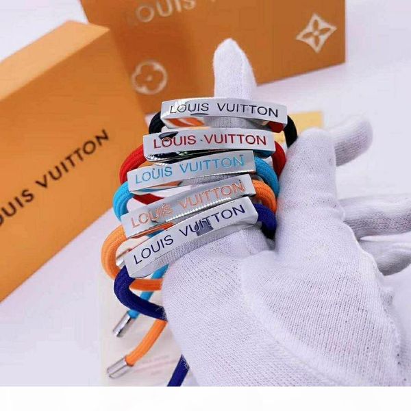 

new pattern with box luxurious colorful bracelet jewelry women hand rope stainless steel chain bracelet l̴v bangle designer gif, Black
