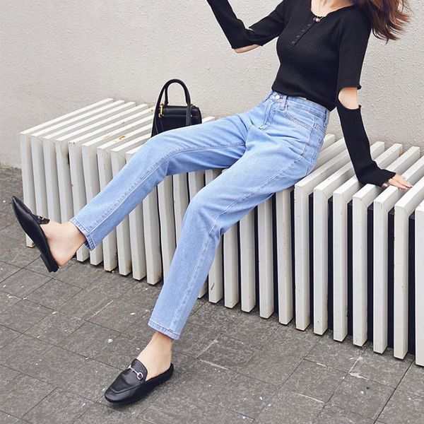 

women's jeans jujuland woman casual harem pants blue loose plus size 003