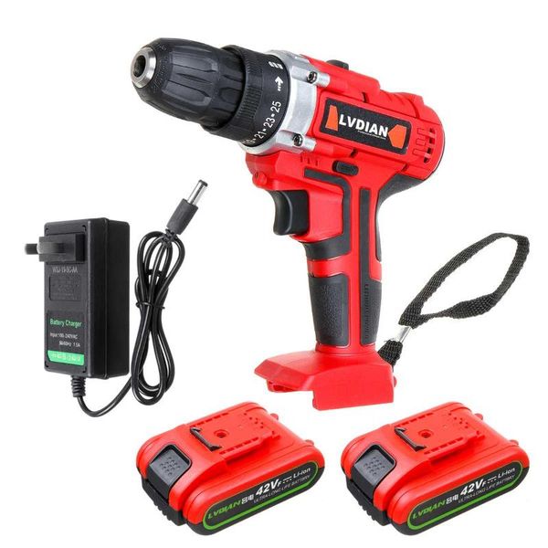 

1/2 battery electric drill electric cordless impact drill 42v double speed 50nm screwdriver 25+1 torque power led light polisher