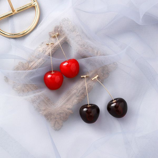 

trendy acrylic plant women dangle earrings sweet cherry fruit earrings fashion for women statement, Silver