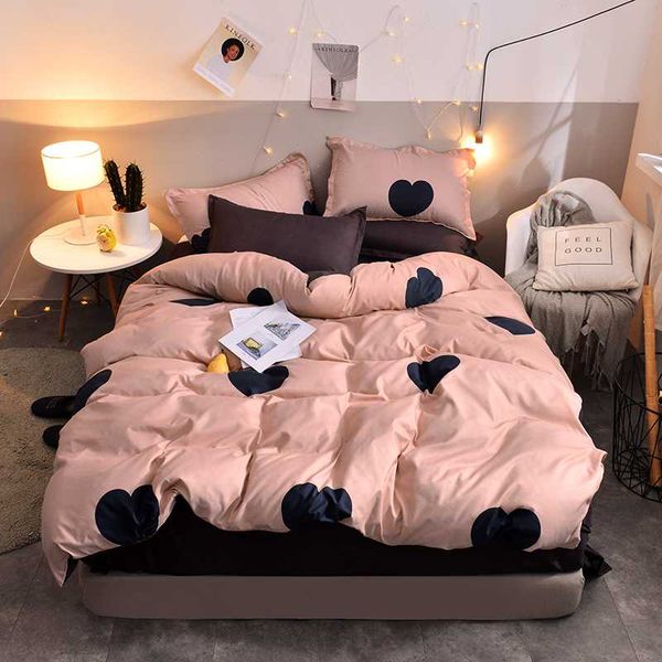

wensd dropshipping beddings and bed sets duvet cover fitted sheet pillowcase ab side bedclothes 4 pcs ropa de cama king 358