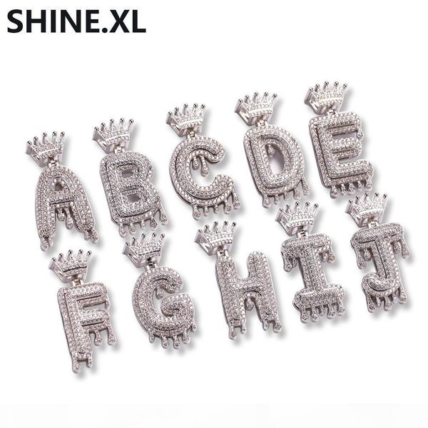 

ожерелье кубический циркон золото серебро цвет медная подвеска пользовательские имя корона пузыря письмо ожерелье micro, Silver