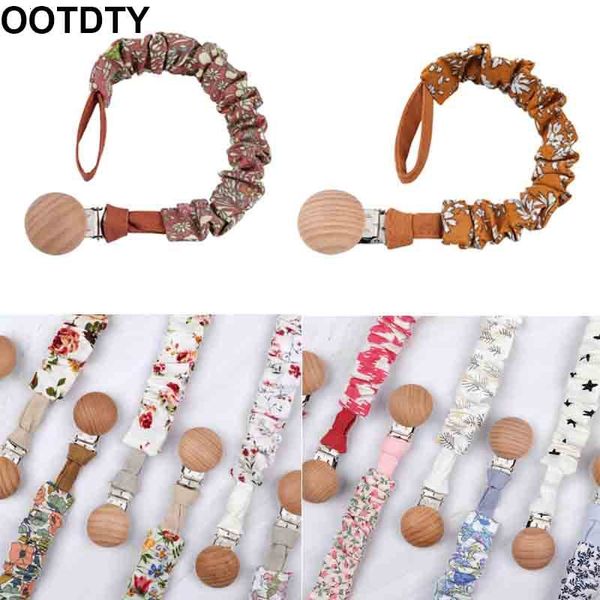 

baby cotton pacifier chain beech wood pacifier clip infant teething toys holder for nipples baby teether