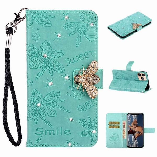 

для iphone 11 милых случаи телефона милых алмаза пчел животных про макс х хт хз макс-7 8 плюс модельер кожаного бумажник случая