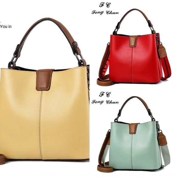 

women's new 2020 korean bucket hand bucket bagstyle large capacity mom hand bag fashion contrast color broadband shoulder messenger bag