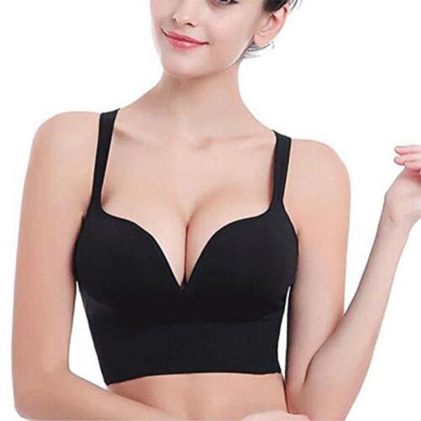 

gym clothing womens push up bra multifunction solid wire soft cup everyday underwear seanless yoga ys-buy, White;black