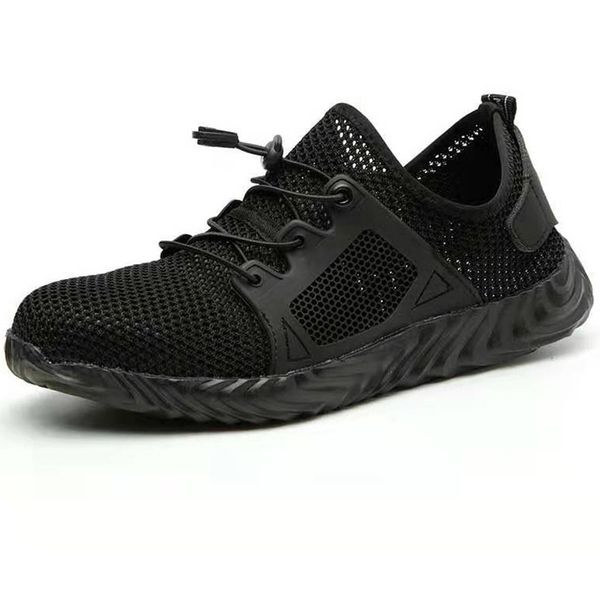 

outdoor men shoes drop shipping steel toe man construction safety shoes steel toe sneakers anti slip work boots protect feet, Black
