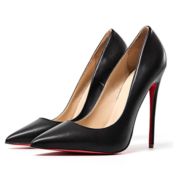 

comely2020 pumps women pointed toe quality shoes thin high heels wedding red bottom stilettos party formal office lady dres, Black