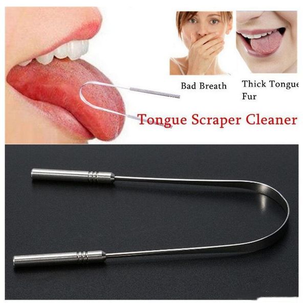 

50pcs stainless steel tongue scraper toothbrush cleaner fresh breath cleaning coated toothbrush dental oral hygiene care tools