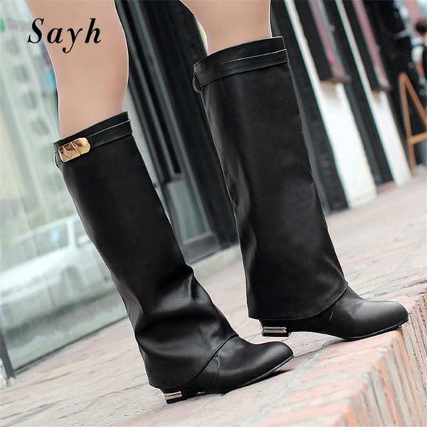 

knee boots women pu elastic boots female round toe shoes concise flat shoes autumn winter 2020 snow casual ladies, Black
