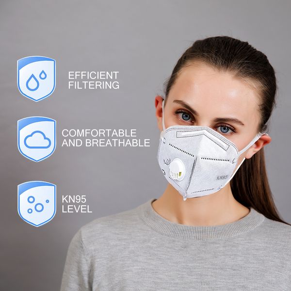 

kn95 face mask filter mask With valve non-woven protects breathing safely and effectively face masks independent packagin DHL free shipping1