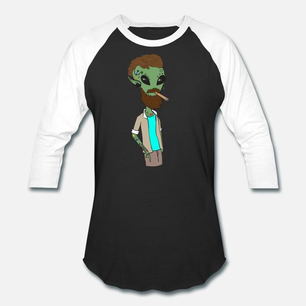 

funny hipster alien smoking blunt bearded tattooed t shirt men personalized cotton euro size s-3xl pattern fit comical spring kawaii shirt
