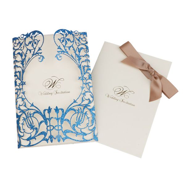 

1pcs ivory vertical laser cut wedding invitations lace hollow elegant invites cards for marriage party supplies