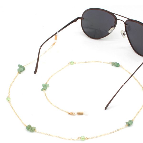 

irregular green crystal chain eyeglasses chains reading glasses sunglasses strap cord holder neck band accessories, Silver