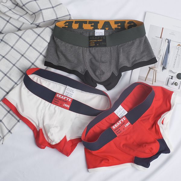 

seafte men underwear boxer shorts fashion men boxers cotton low waist comfortable breathable youth mens underpants 2020 new, Black;white