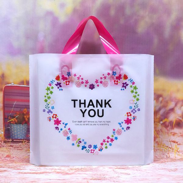 

50pcs lovely thank you gift shopping bag thicken plastic wedding party favor bags